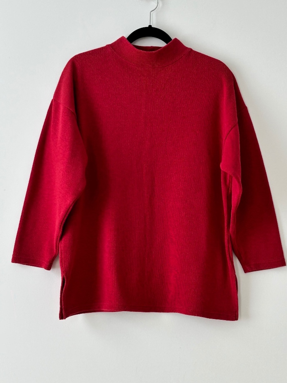 VTG Style New York Red Cotton Blend Mockneck Tunic Top